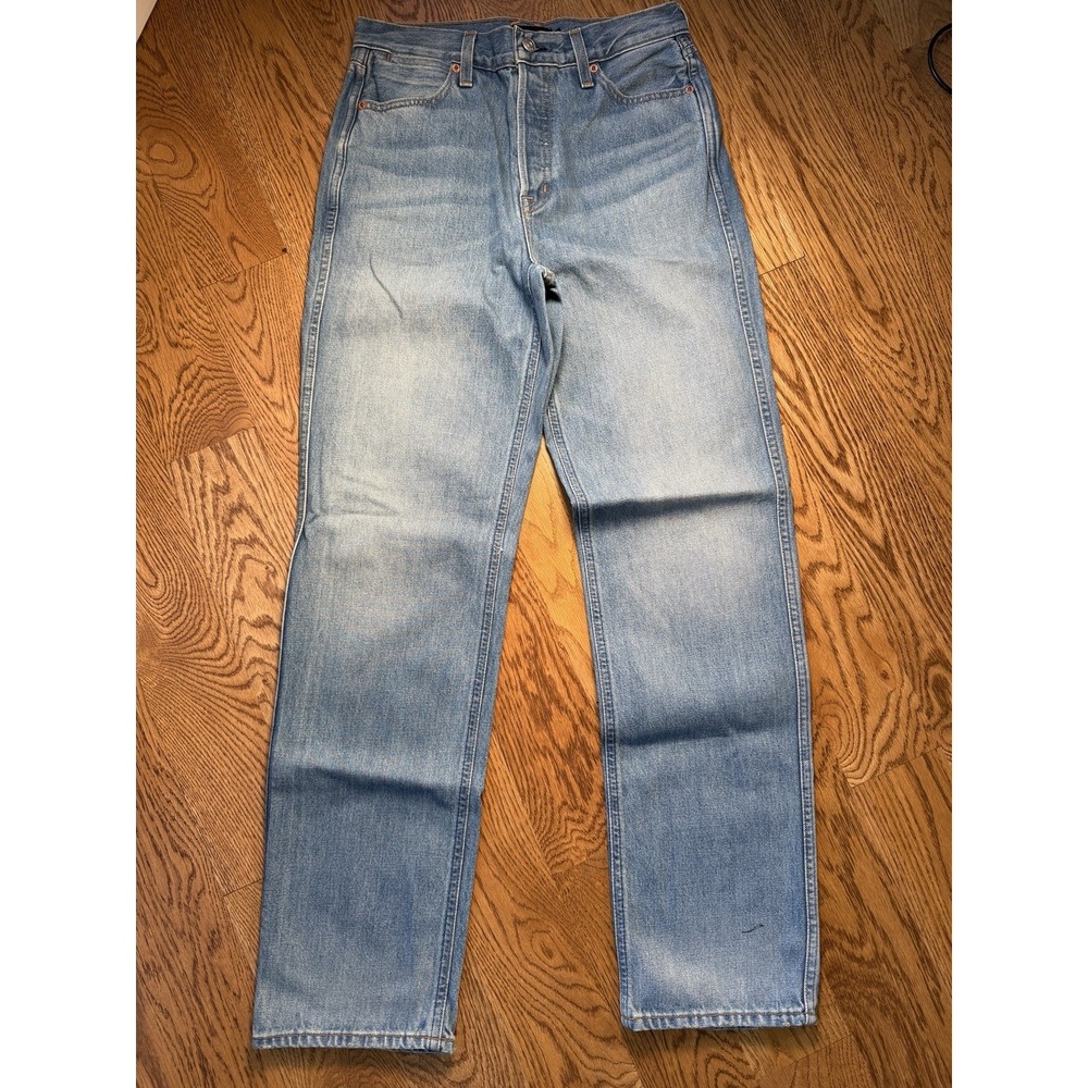 Alex Mill Carla Jeans Womens 27 Blue High Rise Straight Leg Button Fly Made USA
